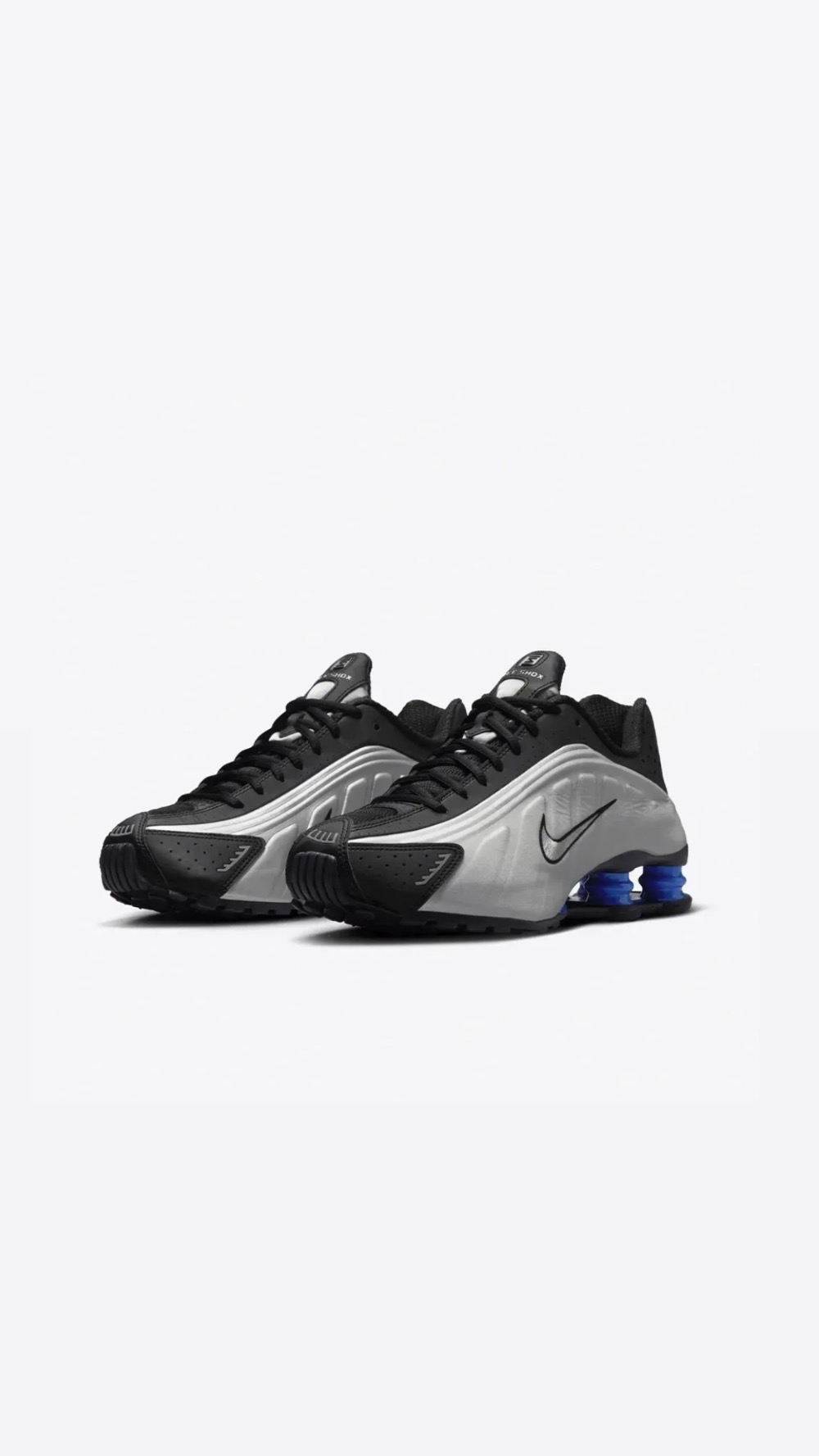 Nike Shox R4 Metallic Silver Black Racer Blue — 36 / 37 / 38 / 40 / 41, Novo