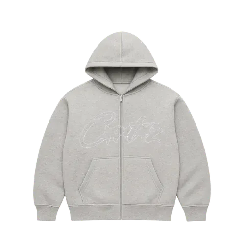 Moletom Corteiz Thick Stitch Allstarz Zip Grey - Droper