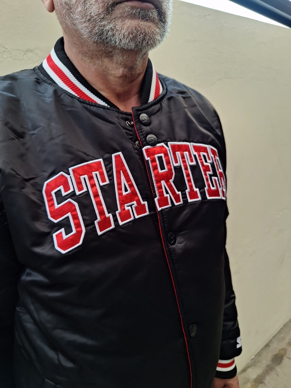 Jaqueta Starter Bomber Dupla Face Black Red
