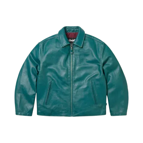 Schott x Supreme Jaqueta Leather Racer Teal FW25-W11 - Droper
