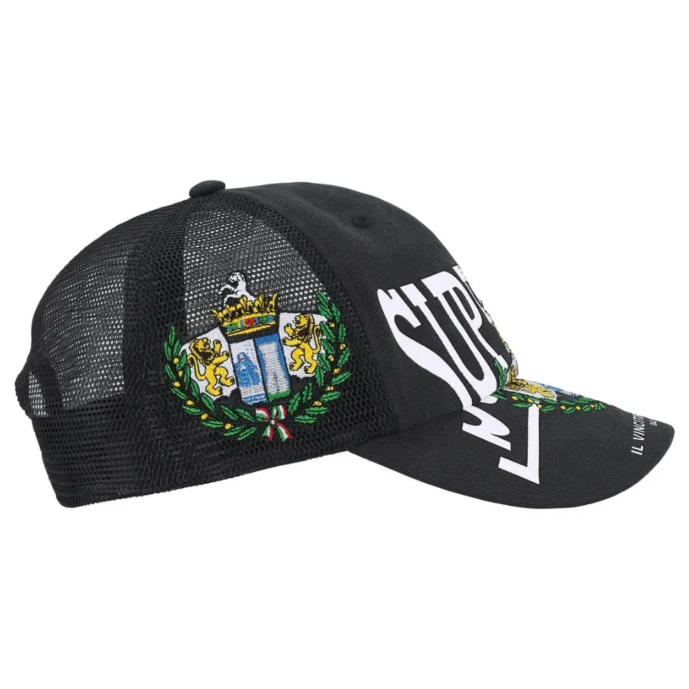 Boné Supreme Crest Mesh Back 6-Panel Black FW25-W3 - Droper