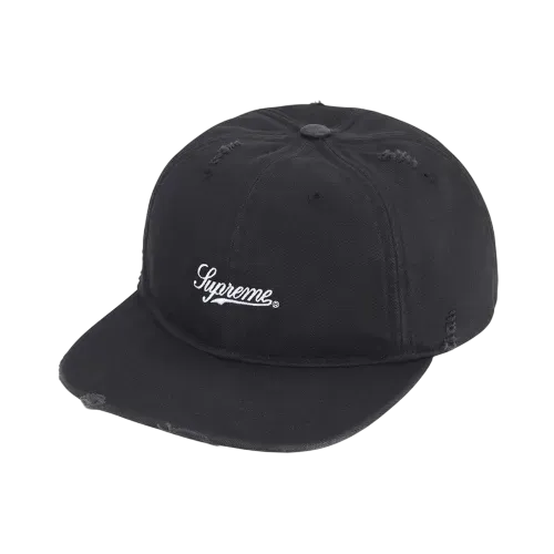 Boné Supreme Distressed Script 6-Panel Black FW25-W3 - Droper