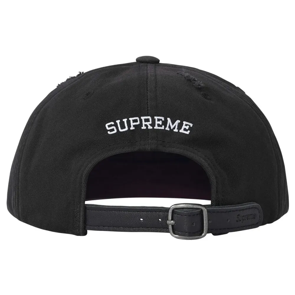 Boné Supreme Distressed Script 6-Panel Black FW25-W3 - Droper