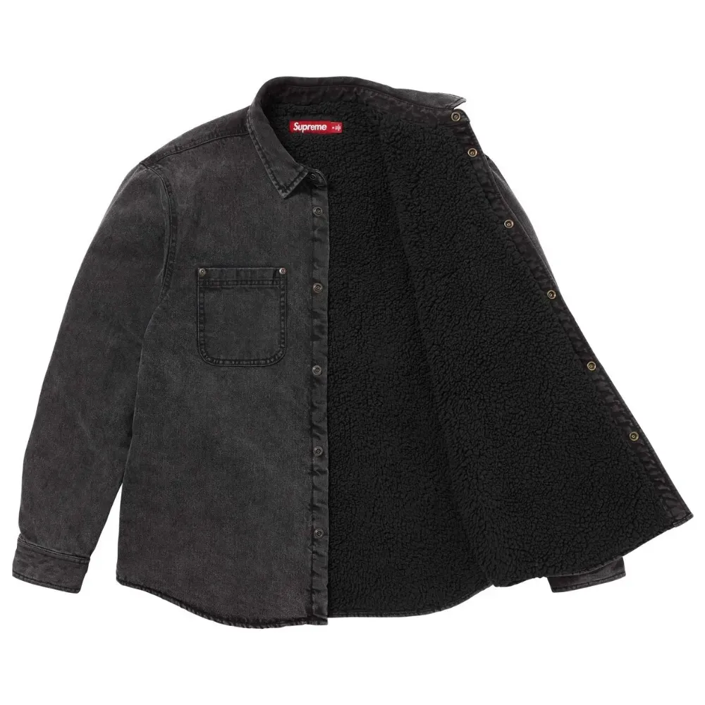 Camisa Supreme Shearling Lined Denim Work Black FW25-W3 - Droper