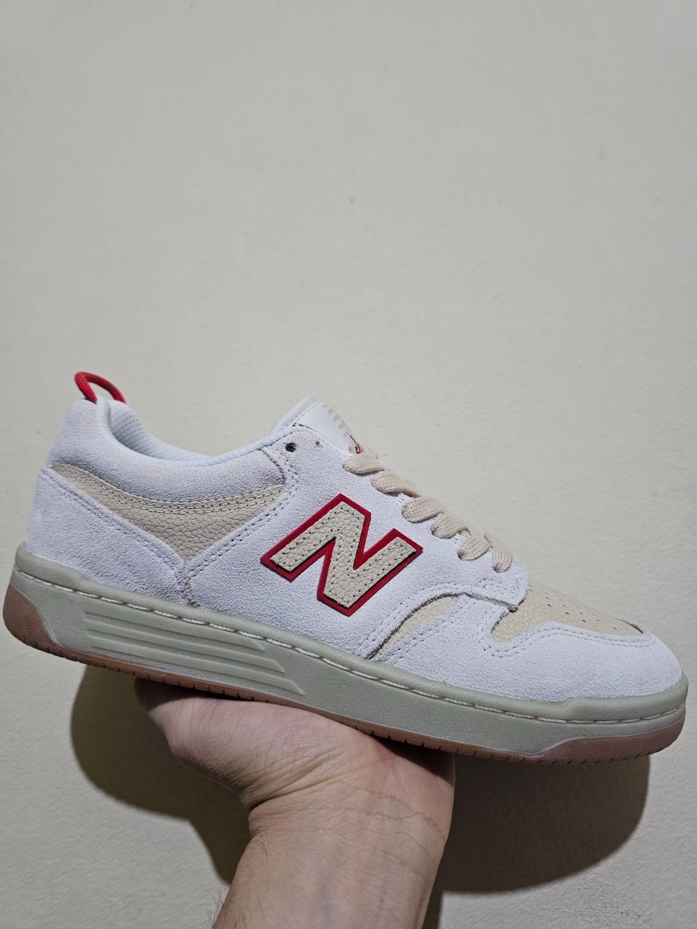 Chocolate Skateboards x New Balance Numeric 480 Sea Salt Red
