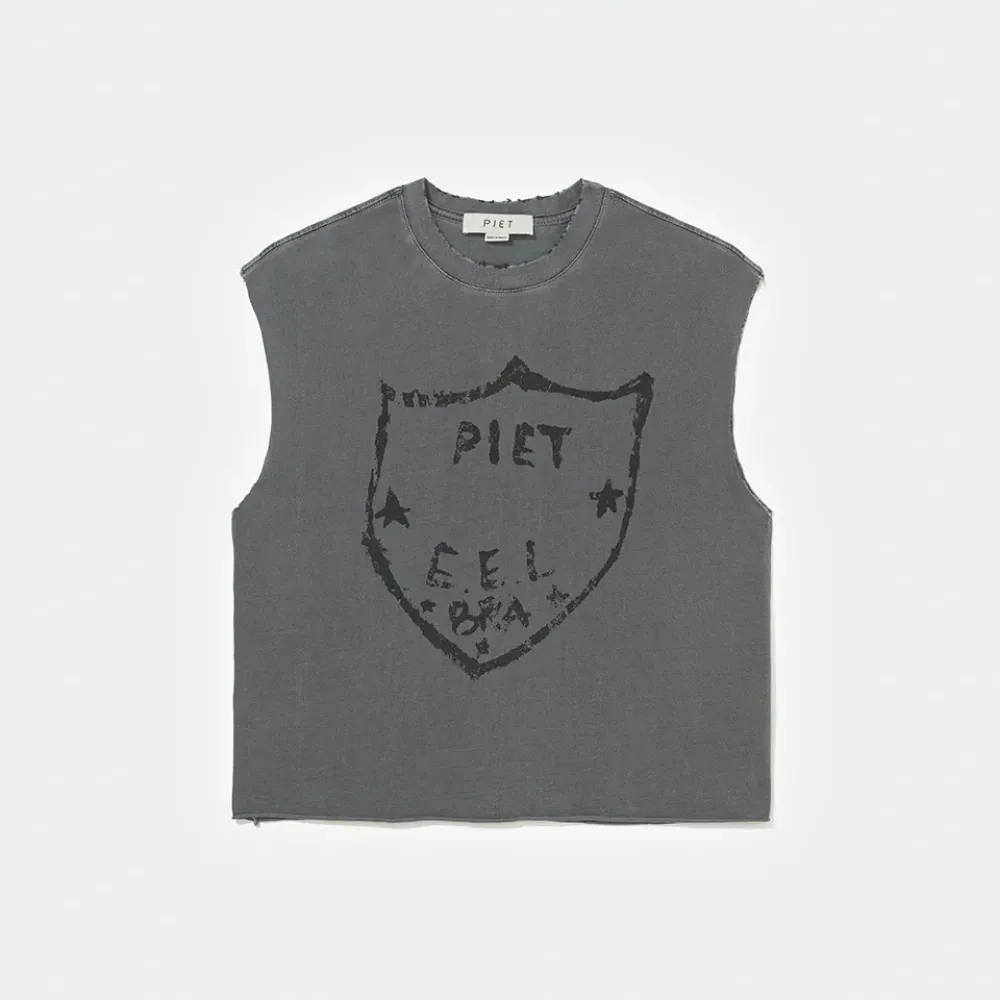 Imagem Tank Top Piet Emblem Raw Edge Oversized Vintage Black