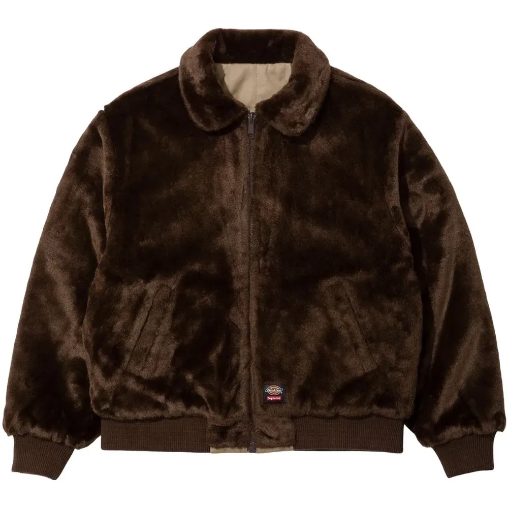 Dickies x Supreme Jaqueta Reversible Quilted Faux Fur Work Tan