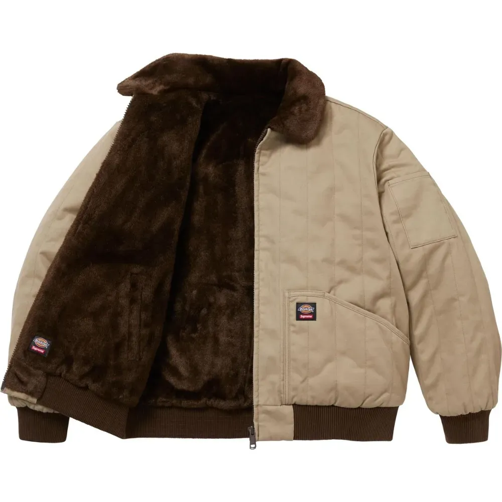 Dickies x Supreme Jaqueta Reversible Quilted Faux Fur Work Tan