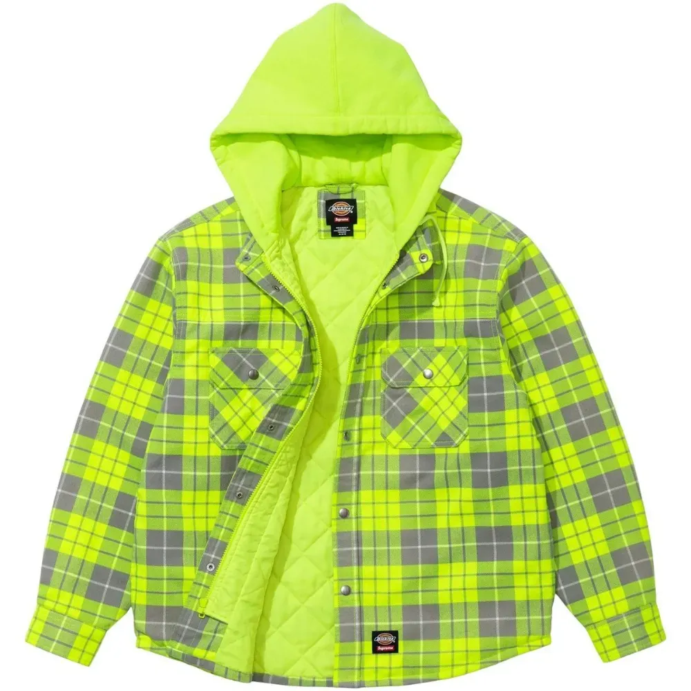 supreme hooded shirts サイズXL Dickies x Supreme Camisa Lined Zip Up Hooded Flannel Green FW25-W4