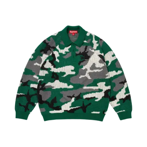Sweater Supreme Small Box Polo Green Camo FW25-W4 - Droper