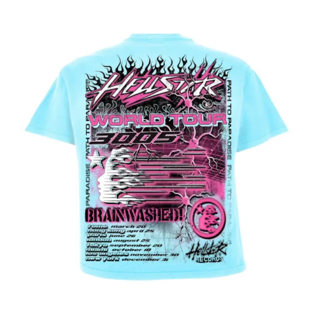 Camiseta Hellstar Neuron Tour Light Blue - Droper