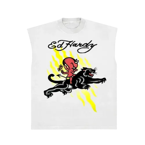 Camiseta Ed Hardy Sleeveless Sweet Evil White
