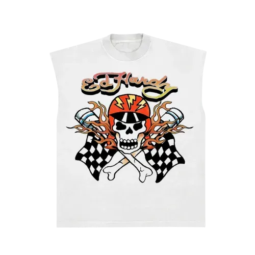 Camiseta Ed Hardy Sleeveless Skull Racer White