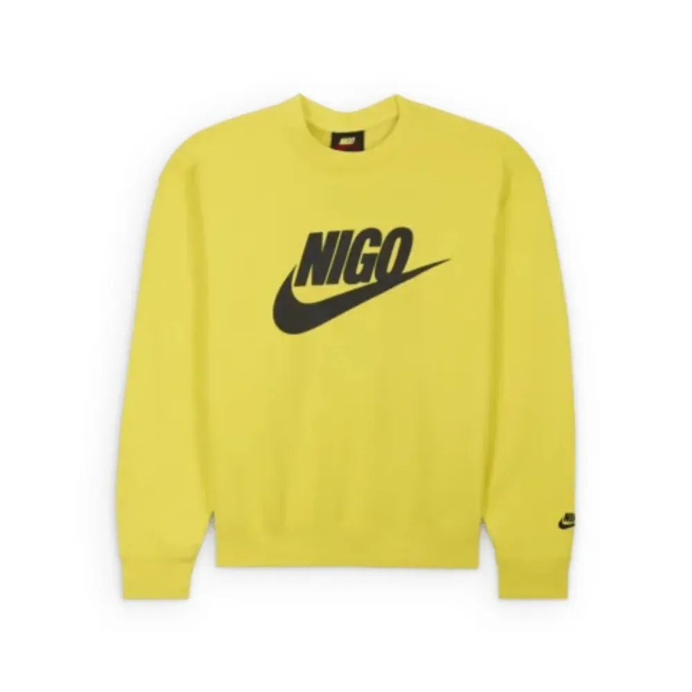 Nigo x Nike Crewneck Fleece Yellow — M / G / XG, Novo