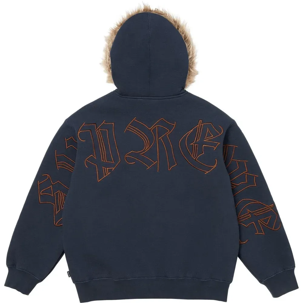 Moletom Supreme Faux Fur Zip Up Navy FW25-W5 - Droper