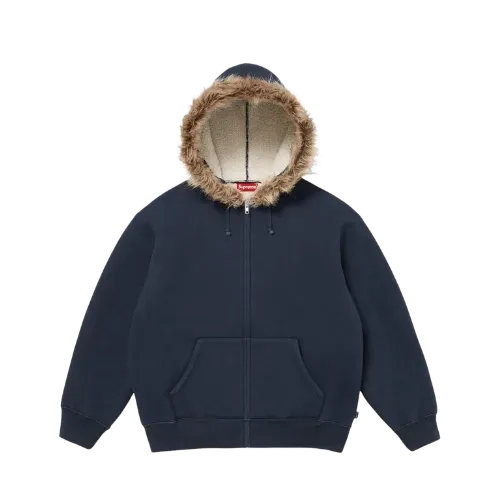 Moletom Supreme Faux Fur Zip Up Navy FW25-W5 - Droper