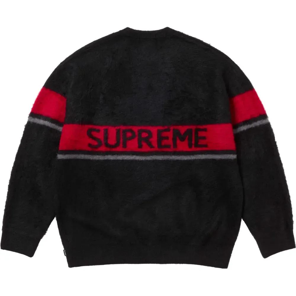 Supreme セーター ブラック XL 100% MERINO WOOL Sweater Supreme Brushed Stripe Black FW25-W5 - Droper