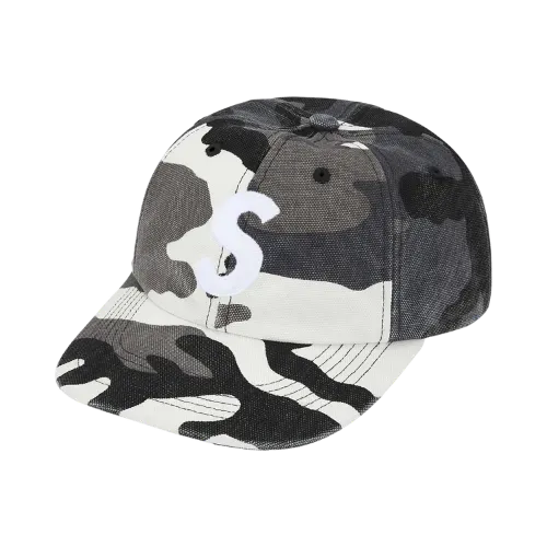 Boné Supreme Pigment Coated Canvas S Logo 6-Panel Snow Camo FW25