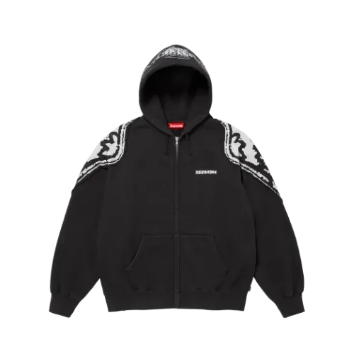 Moletom Supreme Wings Zip Up Hooded Black FW25-W6 - Droper