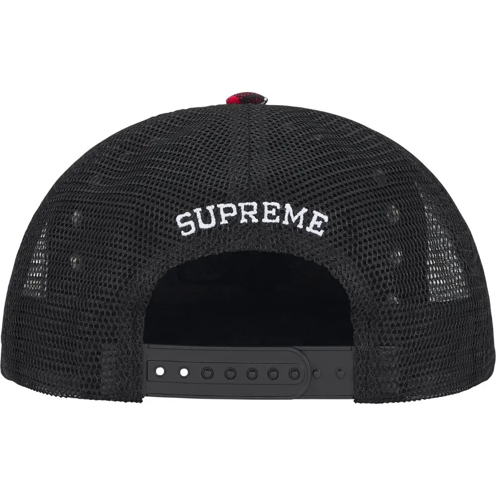 B.B. Simon x Supreme Boné Studded Mesh Back 5-Panel Plaid FW25-W6