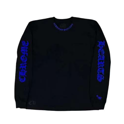 Camiseta Chrome Hearts 1988 Neck Logo Long Sleeve Black Blue