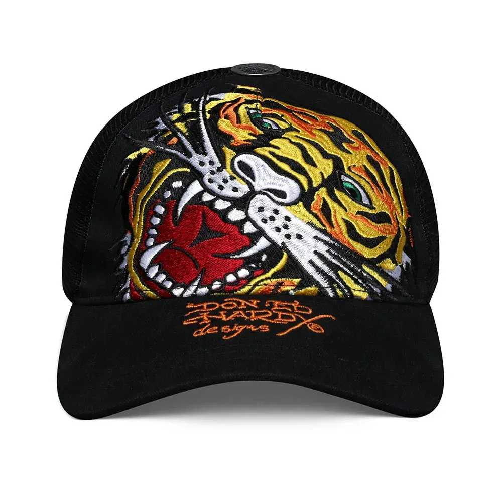 Boné Ed Hardy Trucker Tiger Open Mouth Black - Droper