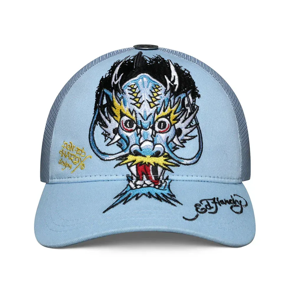 Boné Ed Hardy Trucker Dragon Head Light Blue - Droper