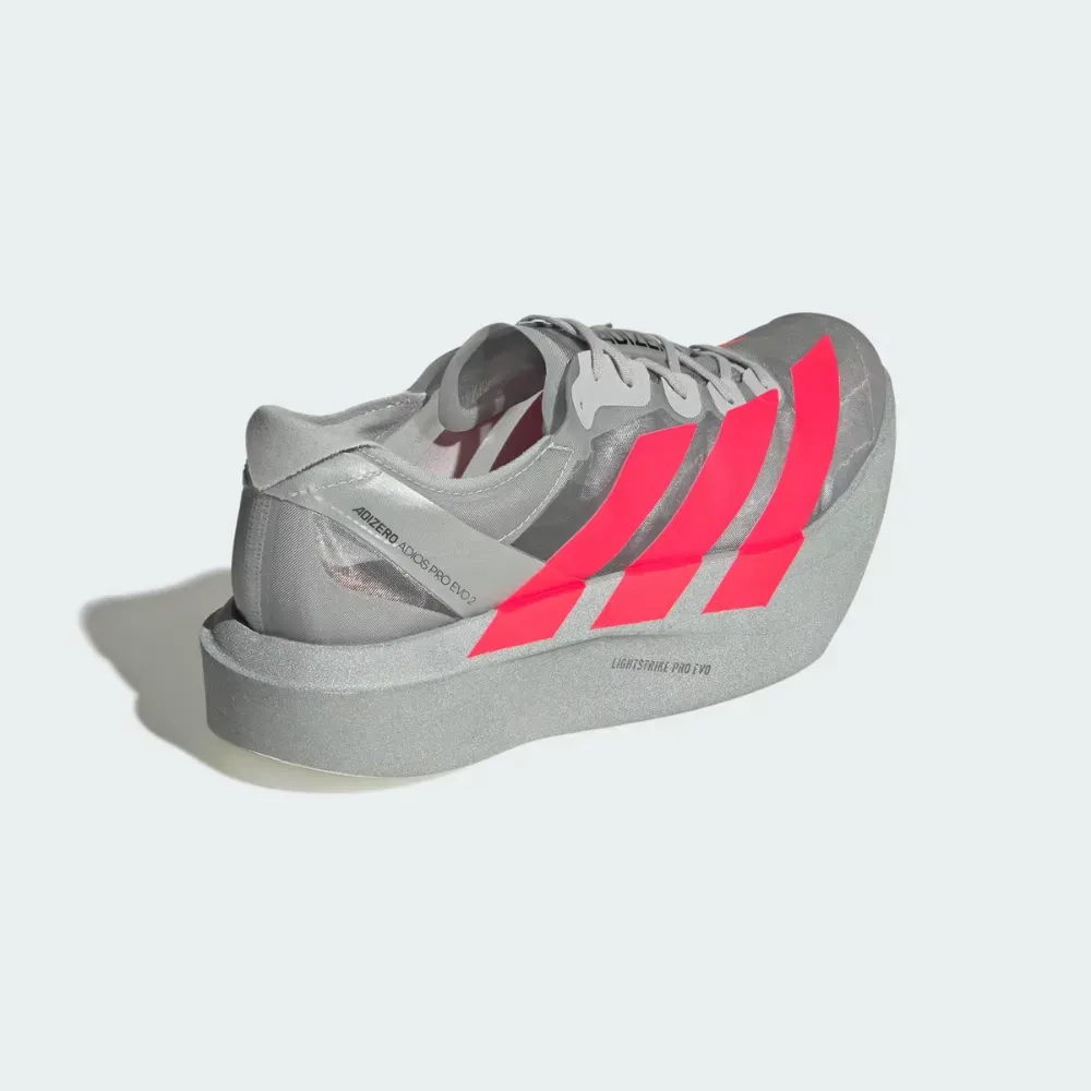 adidas Adizero Adios Pro Evo 2 Silver Metallic Lucid Red Grey Two