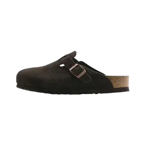 Birkenstock Clog Boston Soft Footbed Suede Leather Mocha - Droper