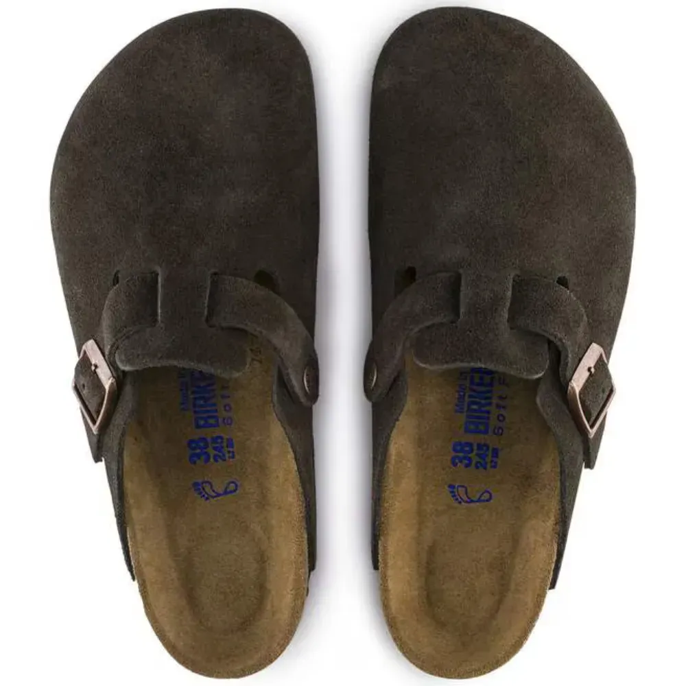 新品 BIRKENSTOCK Boston 41 Soft Footbed Birkenstock Clog Boston Soft Footbed Suede Leather Mocha - Droper
