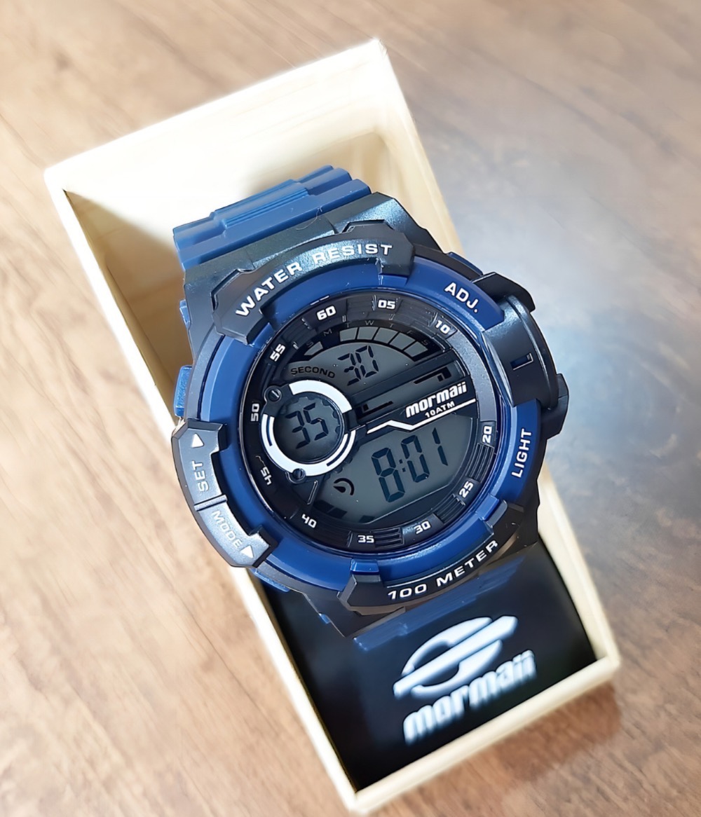 Relógio Masculino Digital Mormaii Esportivo Preto e Azul