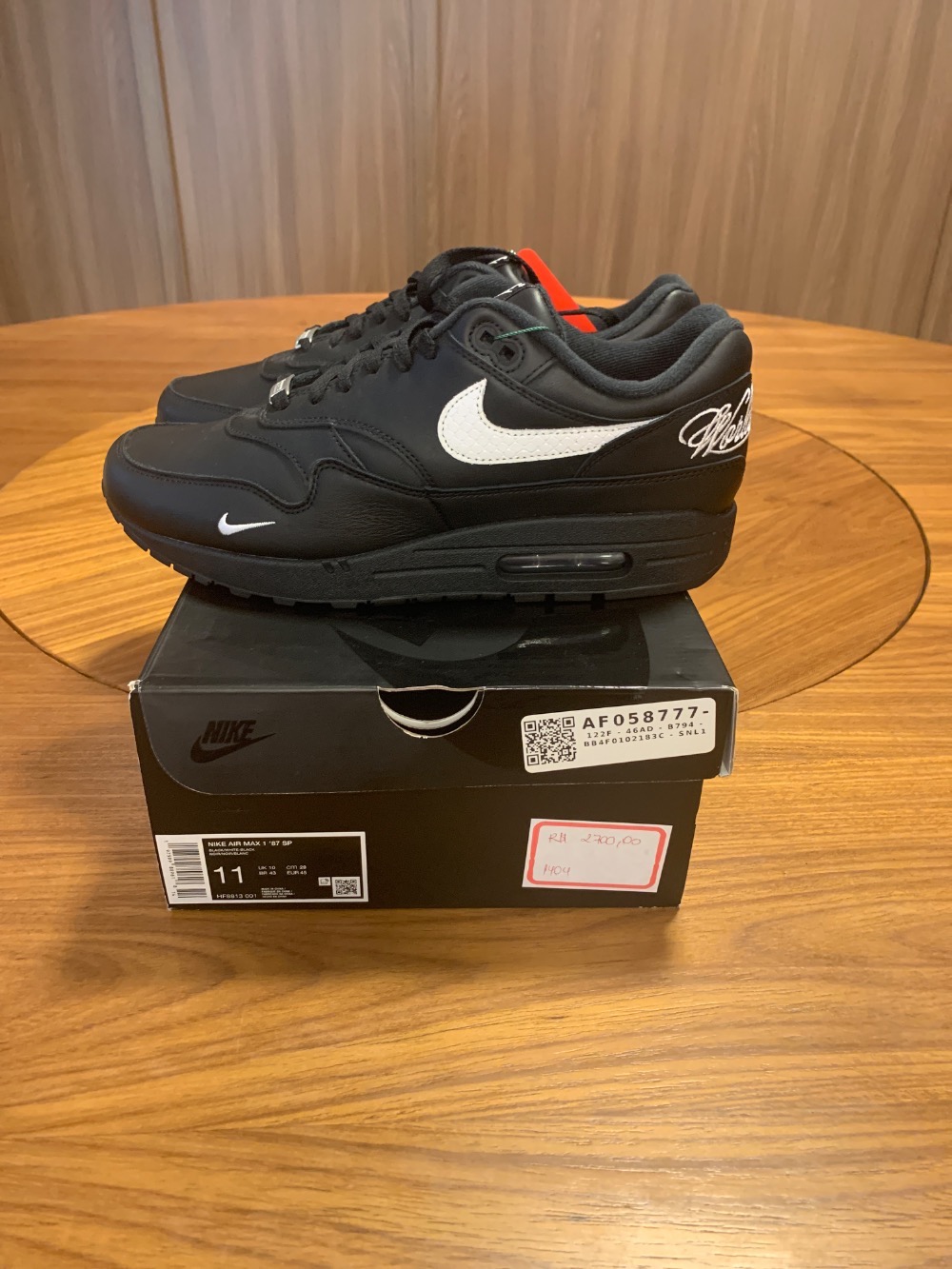 Supreme x Nike Air Max 1 '87 SP Black White — 43, Novo