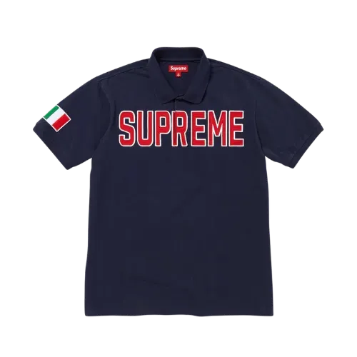 Camisa Supreme Polo Twill Appliqué Navy FW25-W7
