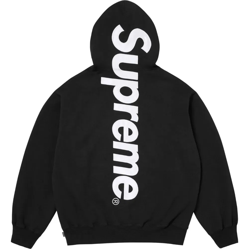 Moletom Supreme Satin Appliqué Hooded Black FW25-W7 - Droper