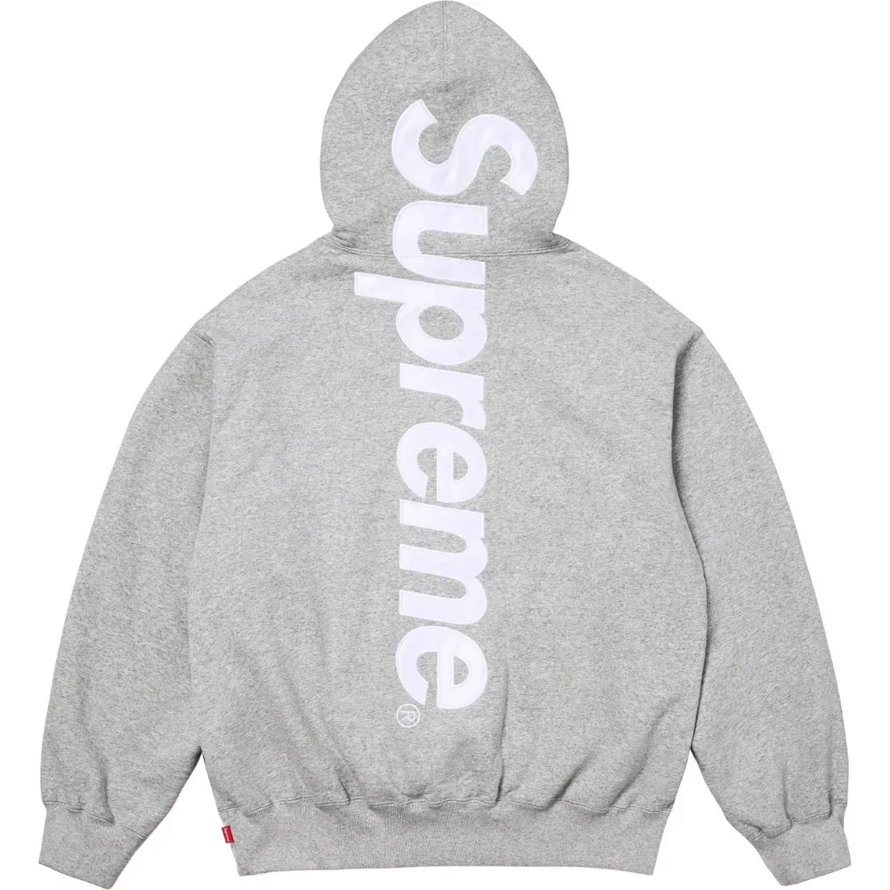 Moletom Supreme Satin Appliqué Hooded Heather Grey FW25-W7 - Droper