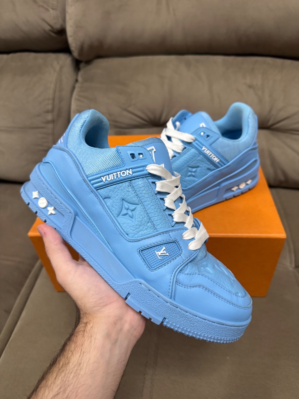 Louis Vuitton Trainer Low Embossed Monogram Blue
