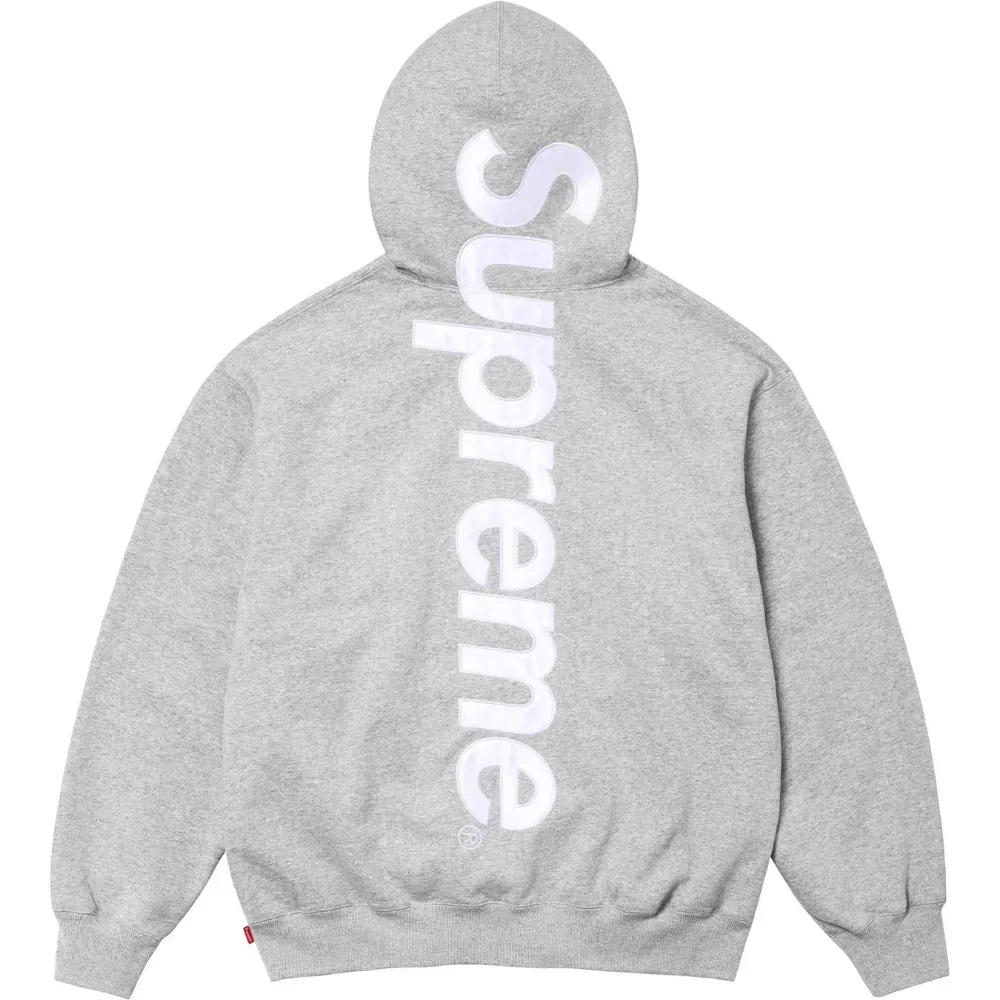 Moletom Supreme Satin Appliqué Hooded Heather Grey FW24-W3 - Droper