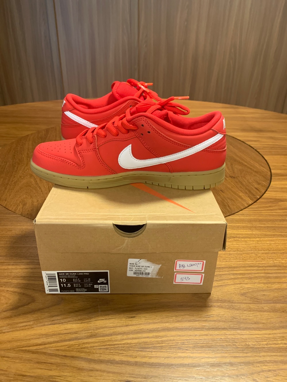 Nike SB Dunk Low University Red — 42, Novo