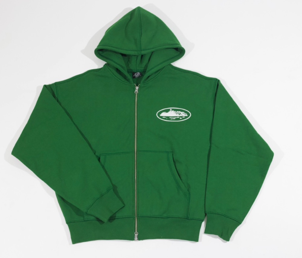 Moletom Corteiz Island Puff Print Zip Green — M, Novo