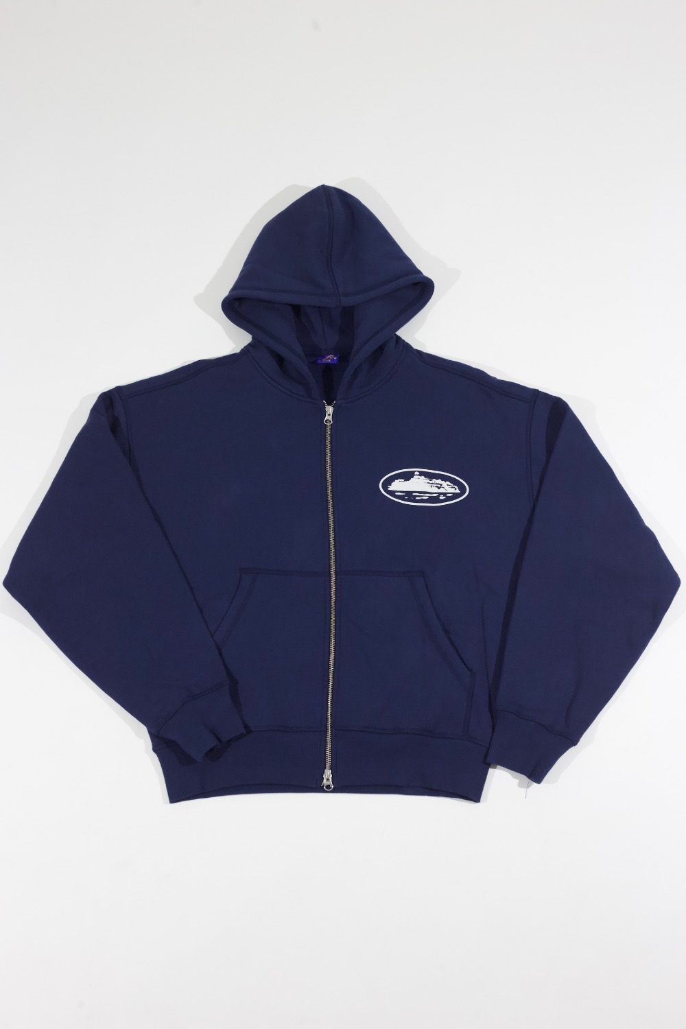 Moletom Corteiz Island Puff Print Zip Navy — P, Novo