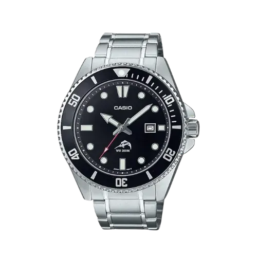 Relógio Casio Duro Marlin 44mm Silver Stainless Steel Black Bisel