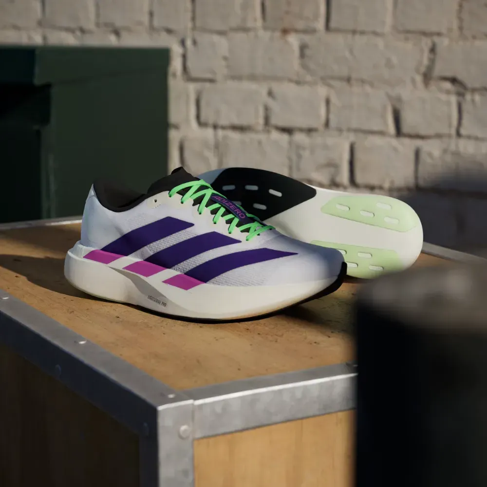 adidas Adizero Evo SL Cloud White Collegiate Purple Lime Burst