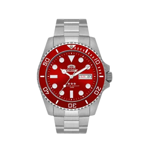 Relógio Orient Automatic Submariner Silver Red