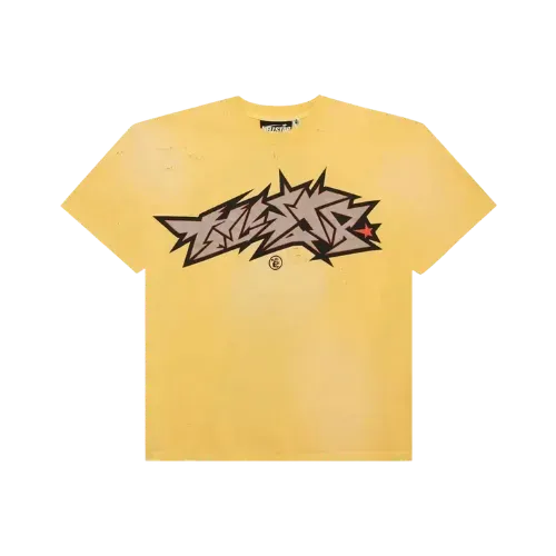 Camiseta Hellstar Crack Print T-Shirt Yellow