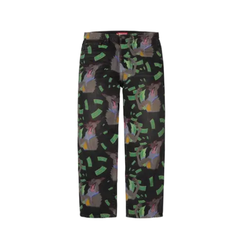 Calça Supreme All Dogs Go To Heaven Loose Fit Jean Washed Black