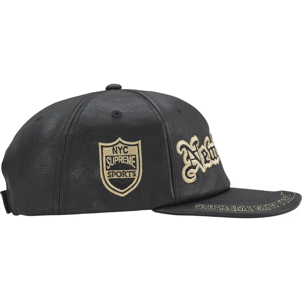 Boné Supreme New York Leather 6-Panel Black FW25-W11 - Droper