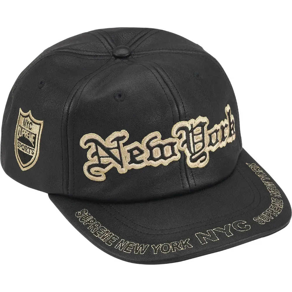 Boné Supreme New York Leather 6-Panel Black FW25-W11 - Droper