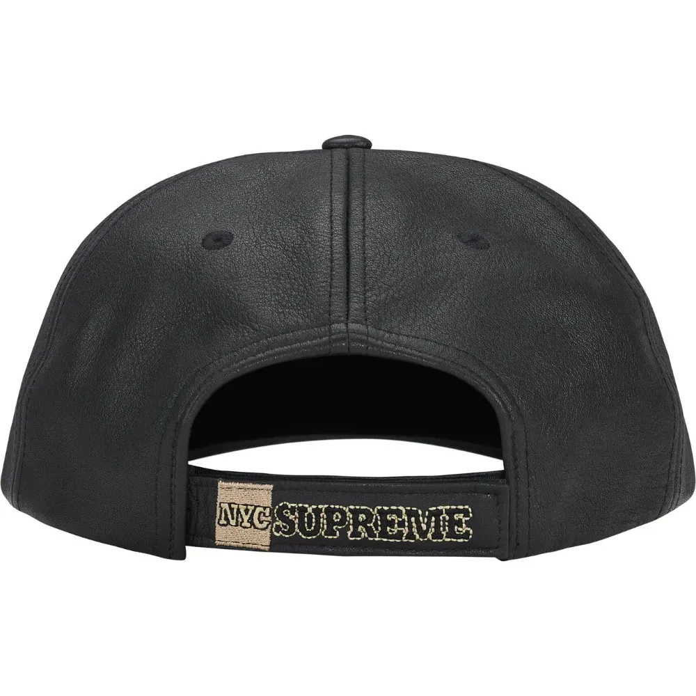 Boné Supreme New York Leather 6-Panel Black FW25-W11 - Droper