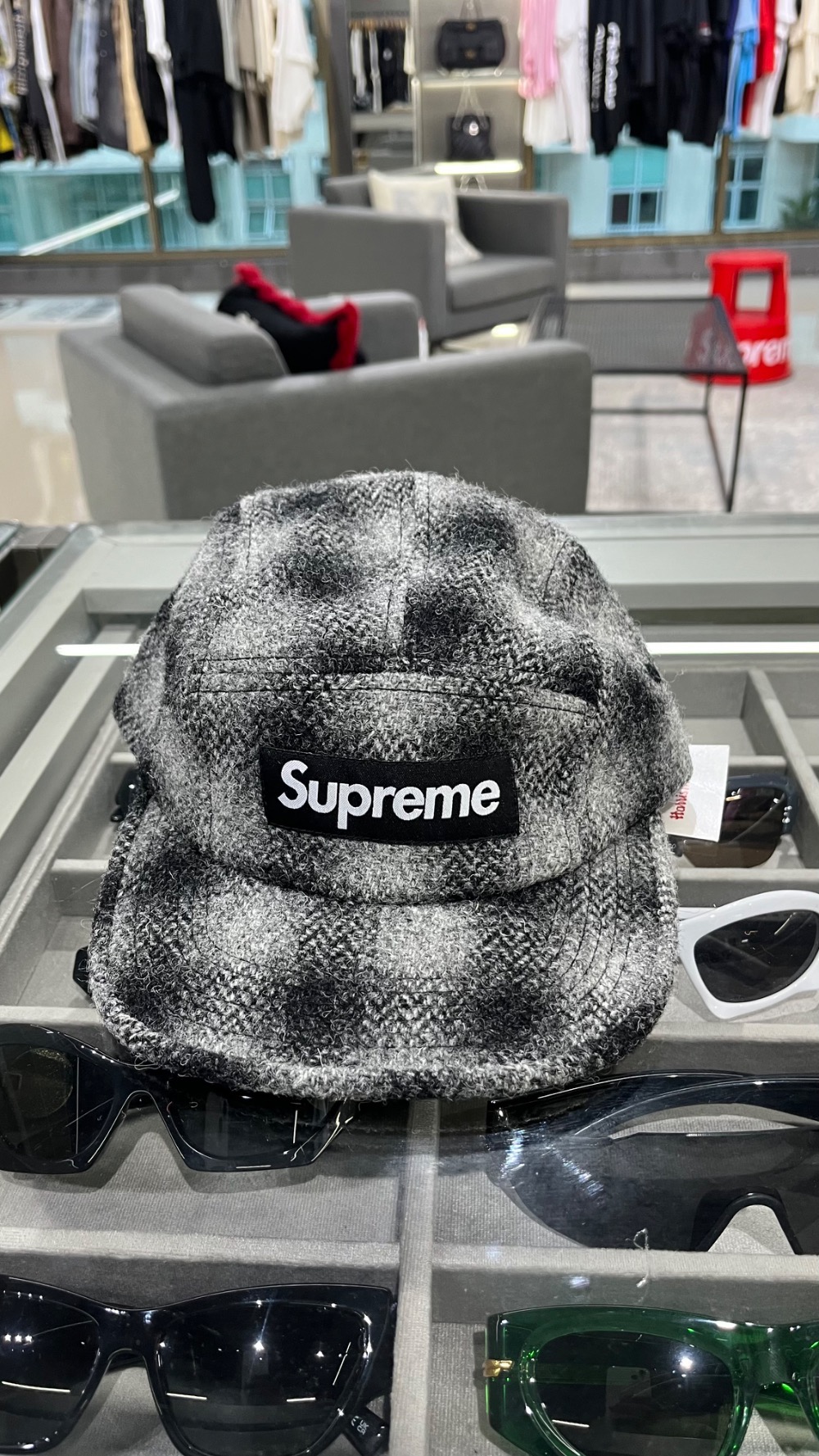 Boné Supreme Harris Tweed Camp Black FW25-W11 — Único, Novo