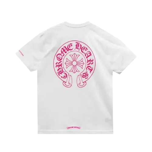 Camiseta Chrome Hearts Horseshoe Pocket Short Sleeve White Pink
